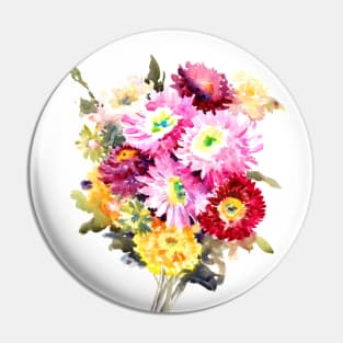 Floral Bouquet, red orange yellow flowers Pin