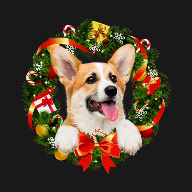 Funny Corgi Christmas Wreath Ornament by Magazine