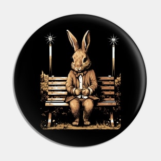 Easter Rabbit On Park Bench Bunny Lovers Pin