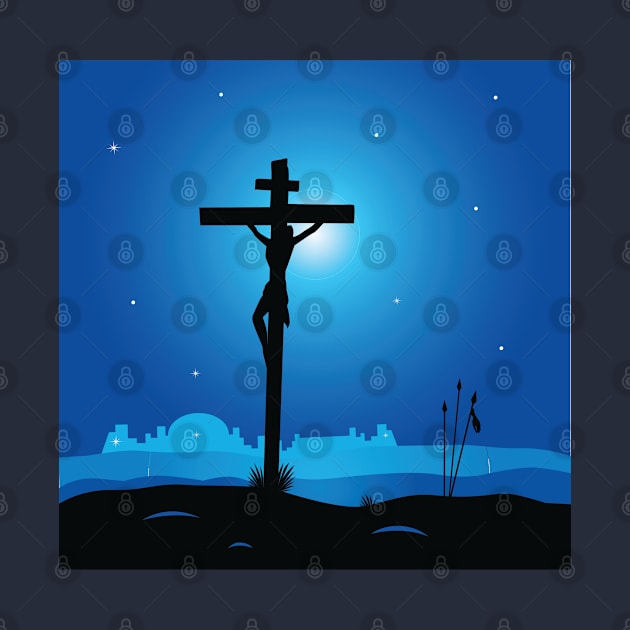 Jesus Christ Crucifixion Night Scene by BEEANDGLOWFASHION