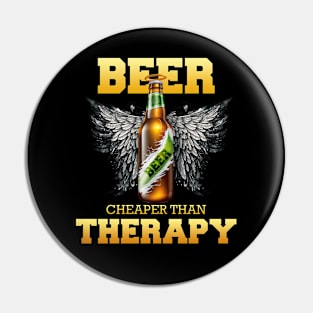 Beer is cheaper than Therapy - Dark version 2 Pin