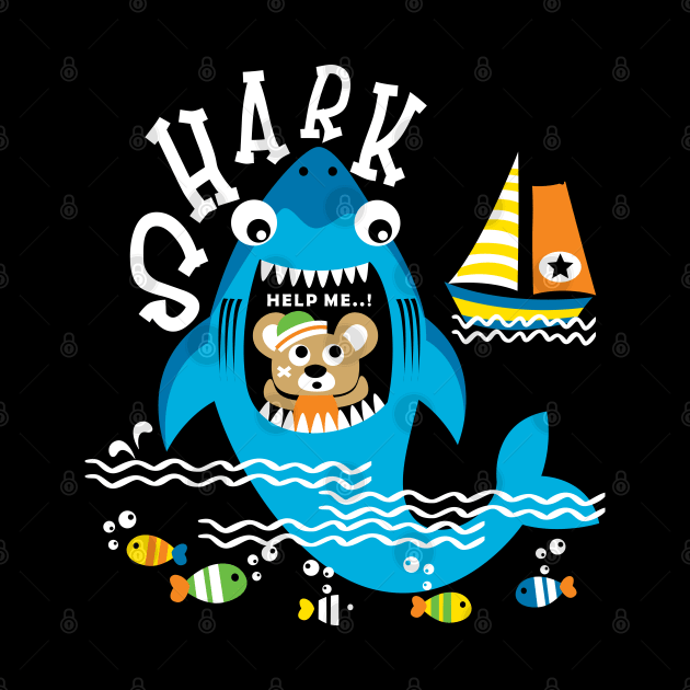 Shark Bear Mouth Cartoon by Mako Design 