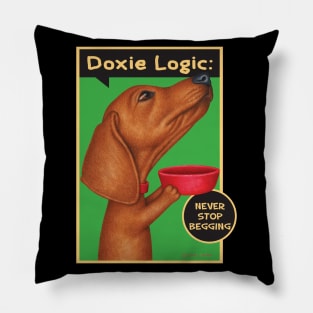 Classic pose for Doxie Dog on Dachshund Begging for Food tee Pillow