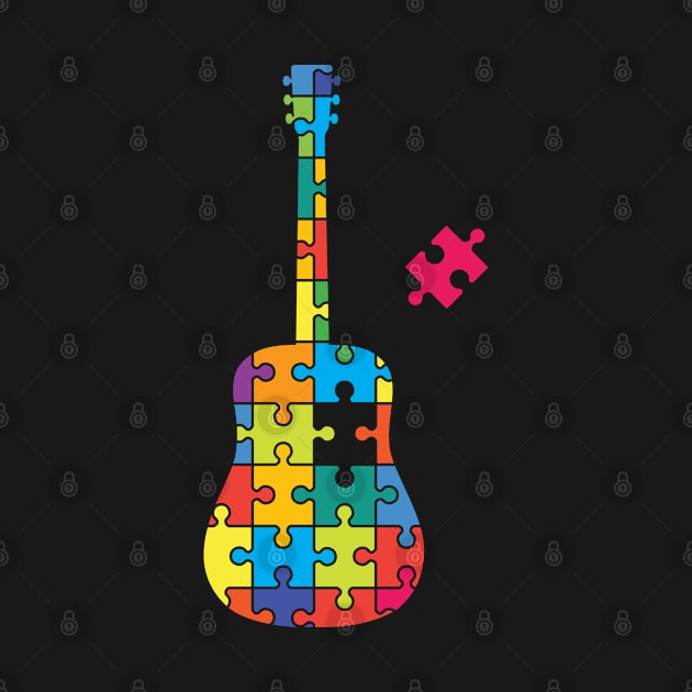 Color Puzzle Acoustic Guitar Silhouette by nightsworthy