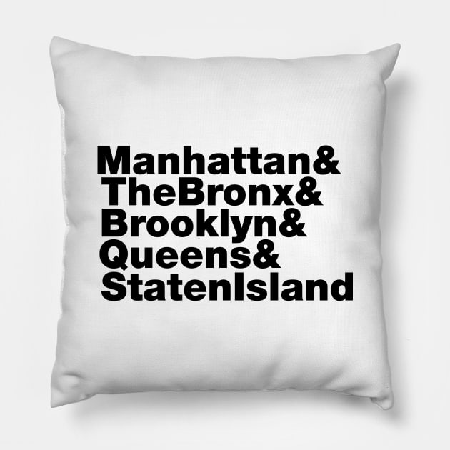 5 Boroughs ~ New York City Pillow by forgottentongues