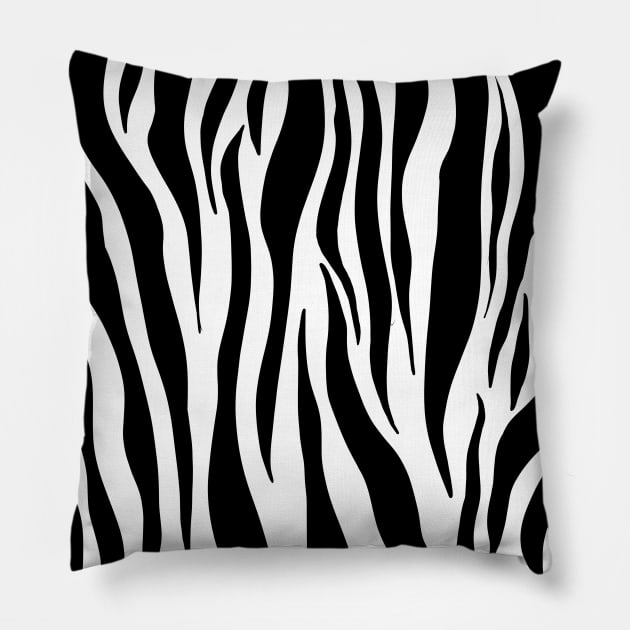 Black and white zebra animal print pattern Pillow by galaxieartshop