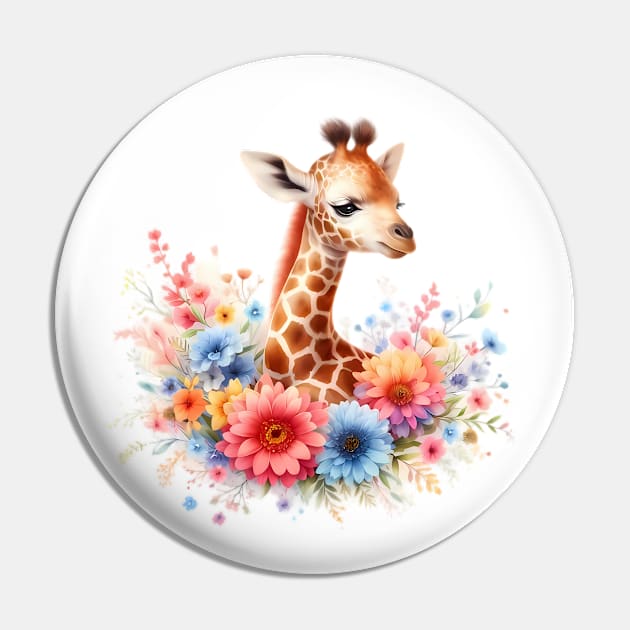 A baby giraffe decorated with beautiful colorful flowers. Pin by CreativeSparkzz