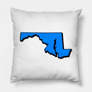 Bright Blue Maryland Outline Pillow