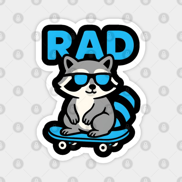 RAD Raccoon Skateboard Design – Cool Skater Raccoon Graphic Magnet by MakerMind8.2