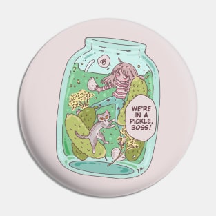 In a Pickle English Idiom funny Cartoon With A Cat Pin