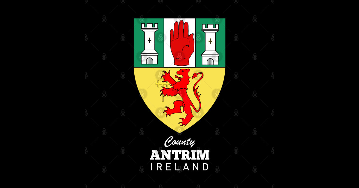 County Antrim Ireland Crest Antrim Sticker TeePublic