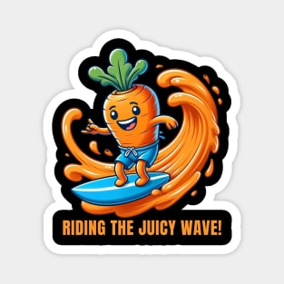 Surfing Carrot Adventure Illustration Magnet