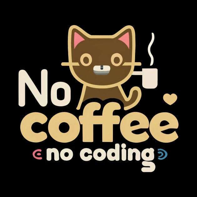 Kawaii cat drink coffee funny developer "COFFEE IS DEV LIFE" by fupi