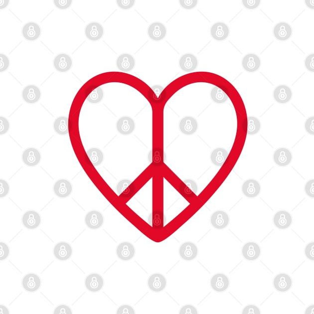 Love and peace, red heart with peace sign by beakraus