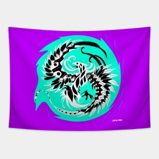 light green phoenix bird ecopop Tapestry