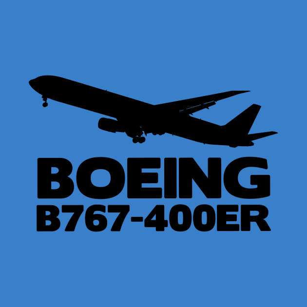 Boeing B767-400ER Silhouette Print (Black) by TheArtofFlying