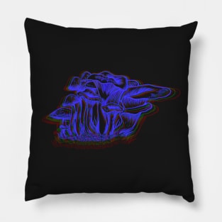 Blue Chrome Mushrooms Pillow