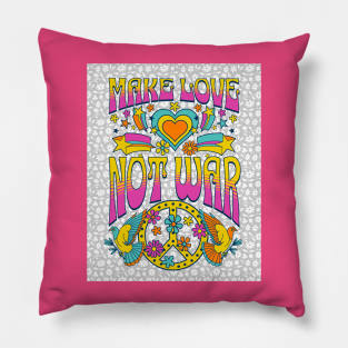 Make Love Not War - Hippie Peace Pillow