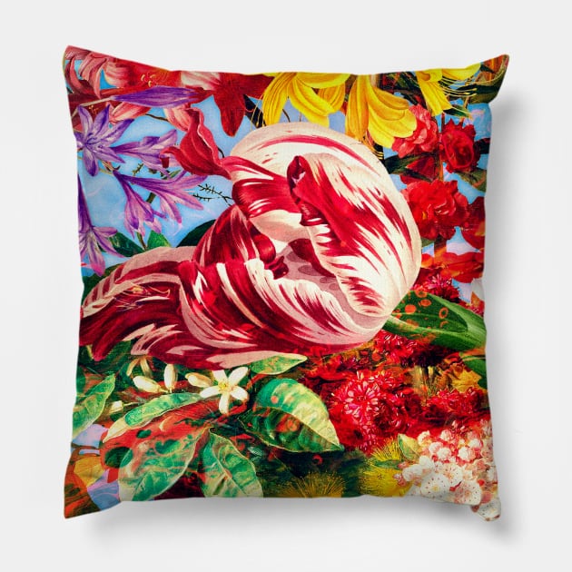 flaming summertime garden bouquet Pillow by jennyariane