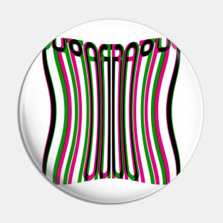 Warped Tall Typography (Magenta Green Black) Pin