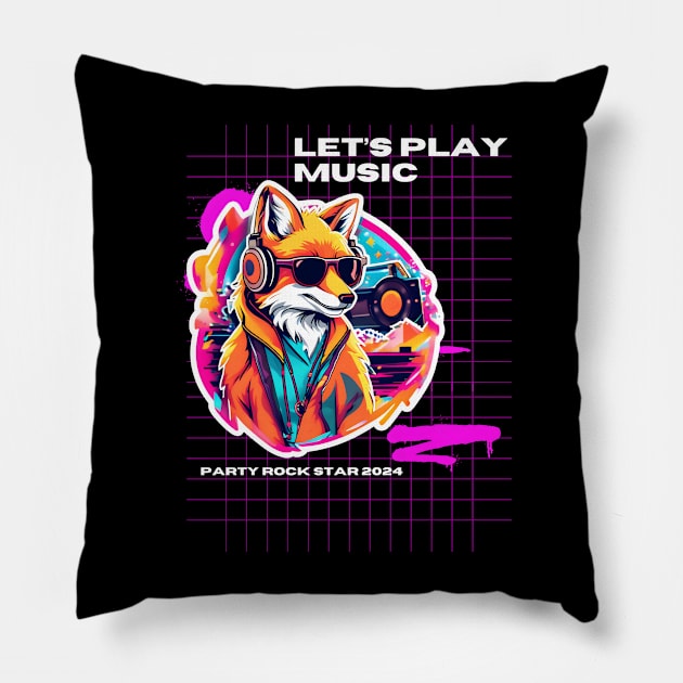 Vinyl Vibe Music Fox Fest Pillow by ShopFusion