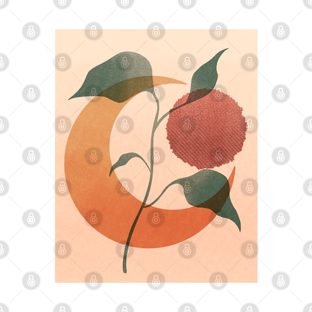 Neutral Boho Art Print, with moon and plant by Miss-Joghurt