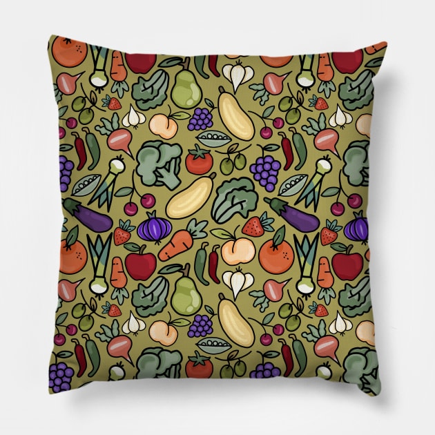 Fruits & Veg Pillow by Slightly Unhinged