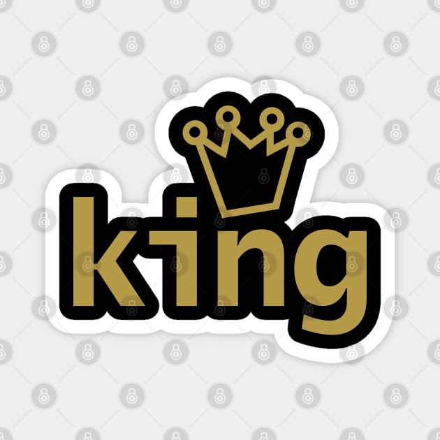 King Crown Typography Gold Text Magnet by ellenhenryart