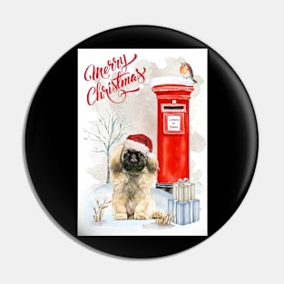 Pekingese Merry Christmas Santa Dog Pin