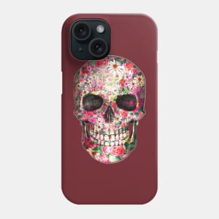 skull with flowers Phone Case