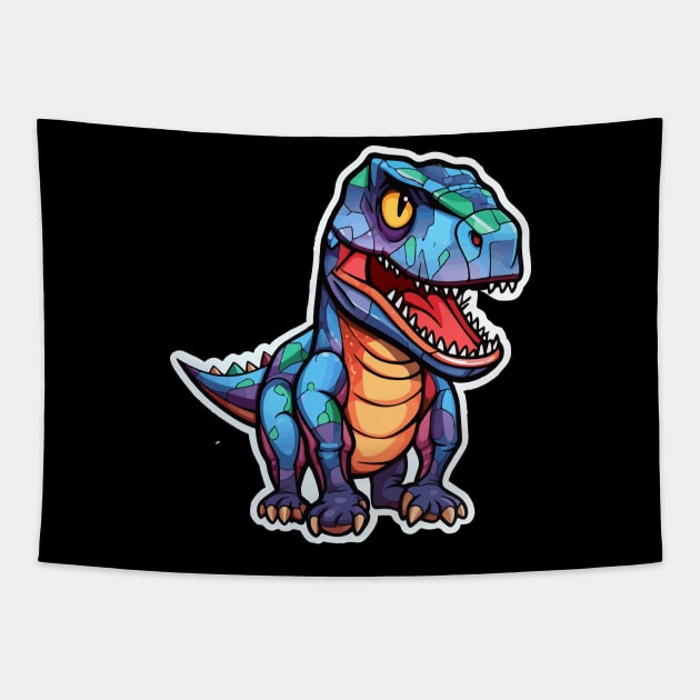 Colorful Geometric Dinosaur Tapestry by VelvetRoom