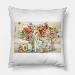 Spice Poppies And Eucalyptus In Bottles Landscape Pillow