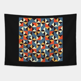 Vintage Geometric Tile Blue Orange Yellow Tapestry