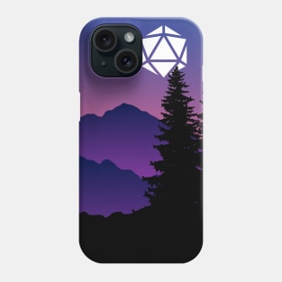 Purple Night D20 Dice Full Moon Tabletop RPG Maps and Landscapes Phone Case