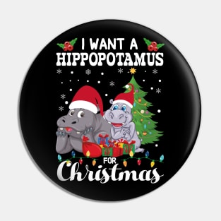 I Want A Hippopotamus For Christmas Couple Hippo Lovers Pin