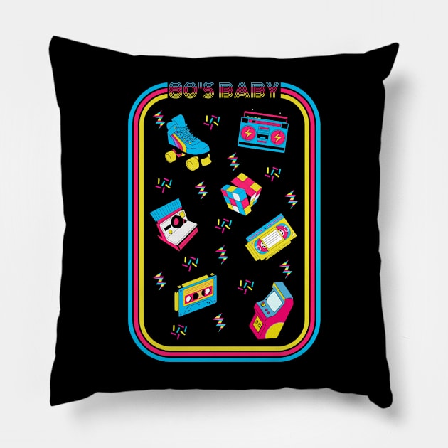 80's Baby Pillow by Bruno Pires