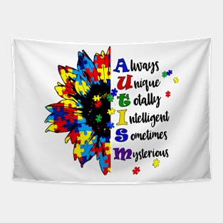 Puzzle Piece Flower Autism Awareness Gift for Birthday, Mother's Day, Thanksgiving, Christmas Tapestry