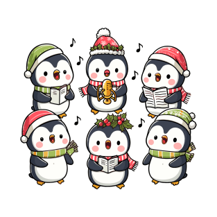 Festive Penguin Carolers Singing Christmas Cute Carols T-Shirt