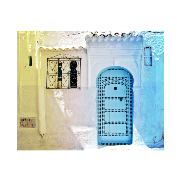 A blue door in the beautiful village of Chefchaouen by calamarisky