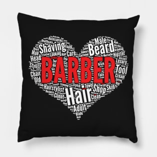 Barber Heart Shape Word Cloud Design Haircutter print Pillow