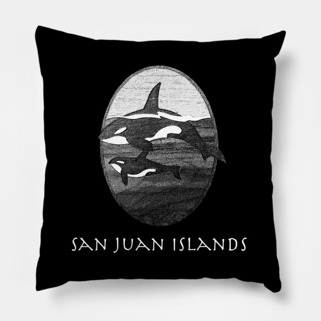 San Juan Islands WA Orca Killer Whales Pacific Northwest PNW Pillow by Pine Hill Goods