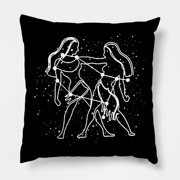 Gemini Twins Astrological Sign Horoscope Pillow by Mila46