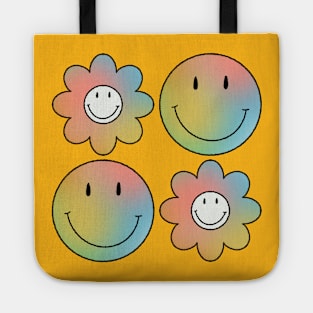 Psychedelic Flowers & Smileys Tote