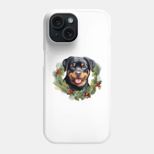 Christmas Rottweiler Dog Wreath Phone Case