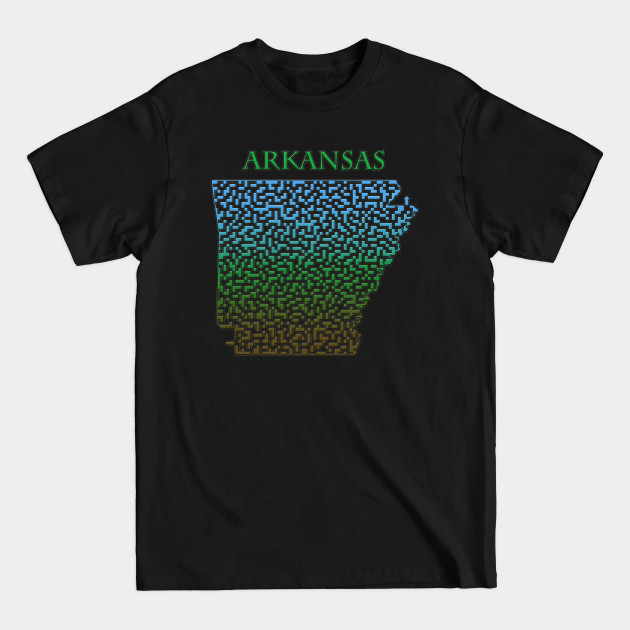 Arkansas State Outline Colorful Maze & Labyrinth - Arkansas - T-Shirt