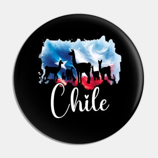 Chilean Flag and Torres Del Paine Wildlife Silhouette Watercolor Pin