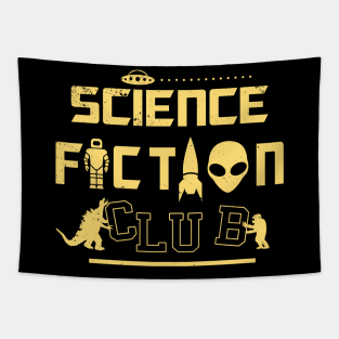 Retro Science Fiction Club UFO Kaijus Monsters Aliens Sci-fi Nerd Tapestry