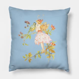 Forest fairy with a bird Pillow