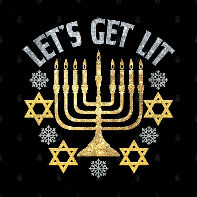 Let's Get Lit - Happy Hanukkah - Jewish Holiday Gift For Men, Women & Kids by Art Like Wow Designs