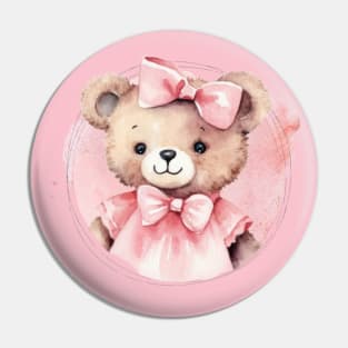 Cute Teddy Bear Baby Girl With A Pink Bowtie Pin